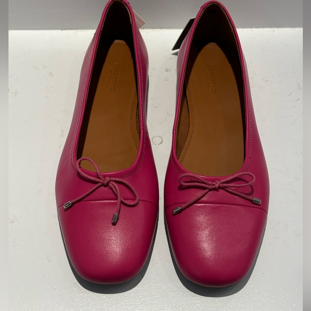 Vagabond Pink Flats with Bow Detail